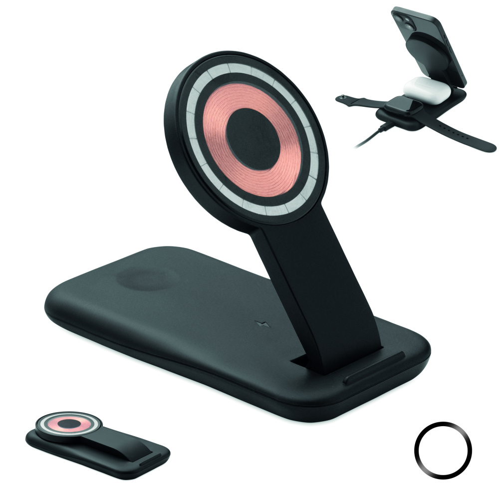 Logotrade werbemittel das Foto: 3in1 kabellose Ladestation 15W