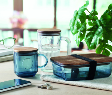 Logotrade Geschäftsgeschenke das Foto: Gerippter Glasbecher 300ml