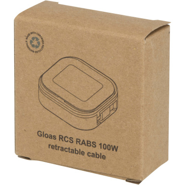 Logotrade Firmengeschenke das Foto: Gloas Aufrollbares 5 in 1 Kabel aus Recyclingmaterial mit Datensynchronisierung und 100 W Schnellladefunktion sowie Smartphone Toolkit