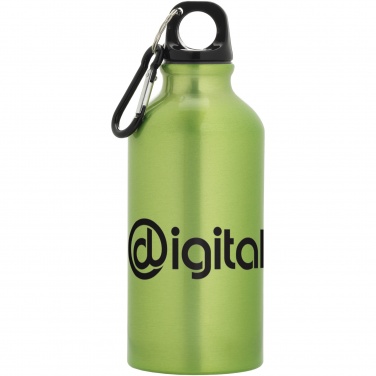 Logo trade business gifts image of: Oregon 400 ml aluminium water bottle with carabiner
