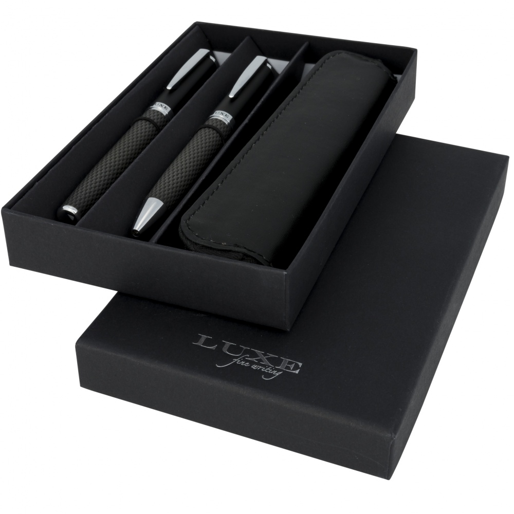 Logotrade business gifts photo of: Carbon duo pen gift set with pouch