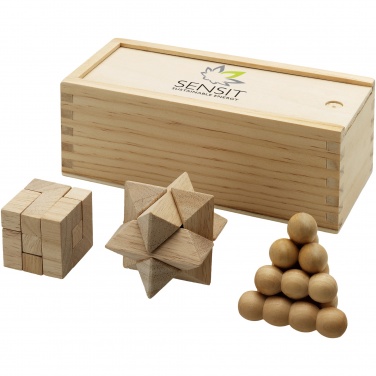 Logotrade promotional merchandise picture of: Brainiac 3-piece wooden brain teaser set