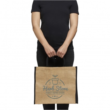 Logo trade corporate gifts image of: Harry coloured edge jute tote bag 25L