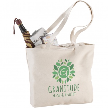 Logo trade promotional products image of: Ningbo 320 g/m² zippered cotton tote bag 15L