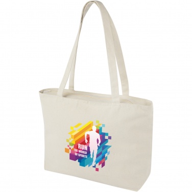 Logo trade promotional items image of: Ningbo 320 g/m² zippered cotton tote bag 15L