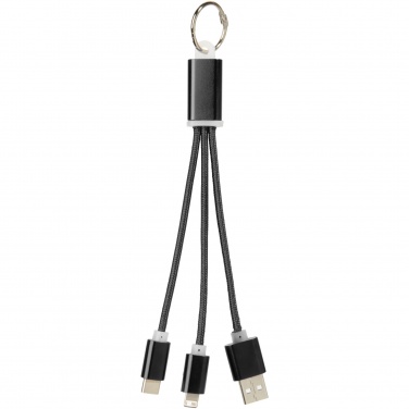 Logo trade promotional giveaway photo of: Metal 3-in-1 charging cable with keychain