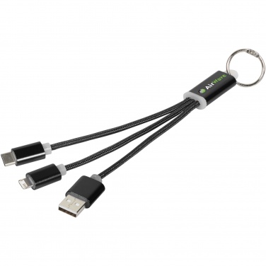 Logo trade promotional item photo of: Metal 3-in-1 charging cable with keychain