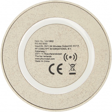 Logo trade promotional item photo of: Naka 5W wheat straw wireless charging pad