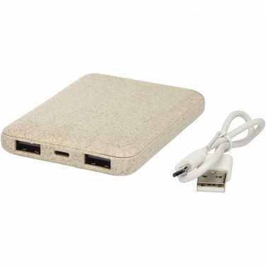 Logo trade business gifts image of: Asama 5000 mAh wheat straw power bank