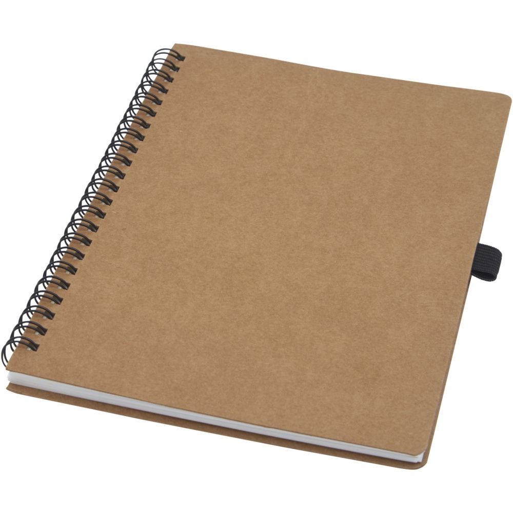 Logo trade advertising products picture of: Cobble A5 wire-o recycled cardboard notebook with stone paper