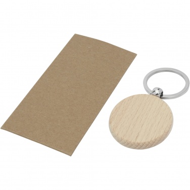 Logo trade promotional product photo of: Giovanni beech wood round keychain