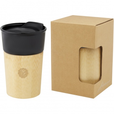 Logo trade promotional merchandise photo of: Pereira 320 ml porcelain mug with bamboo outer wall