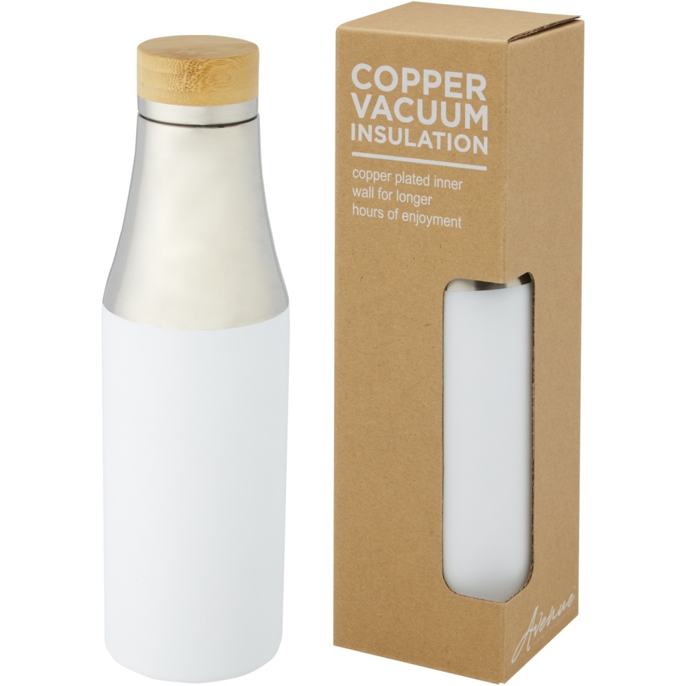 Logo trade promotional products image of: Hulan 540 ml copper vacuum insulated stainless steel bottle with bamboo lid
