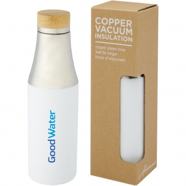 Logo trade promotional giveaways image of: Hulan 540 ml copper vacuum insulated stainless steel bottle with bamboo lid