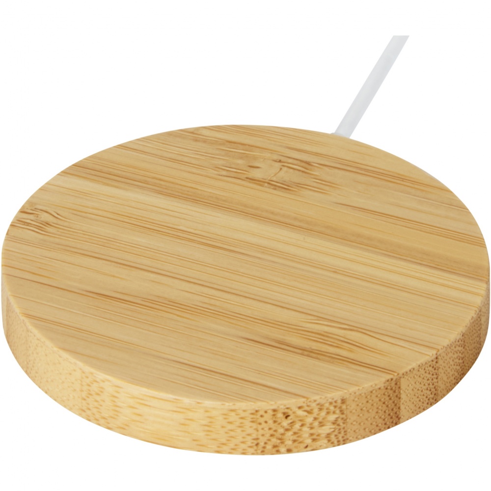 Logotrade promotional gift image of: Atra 10W bamboo magnetic wireless charging pad