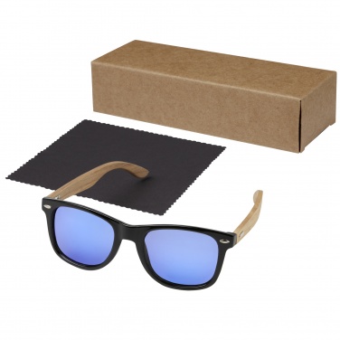 Logo trade promotional items image of: Hiru rPET/wood mirrored polarized sunglasses in gift box