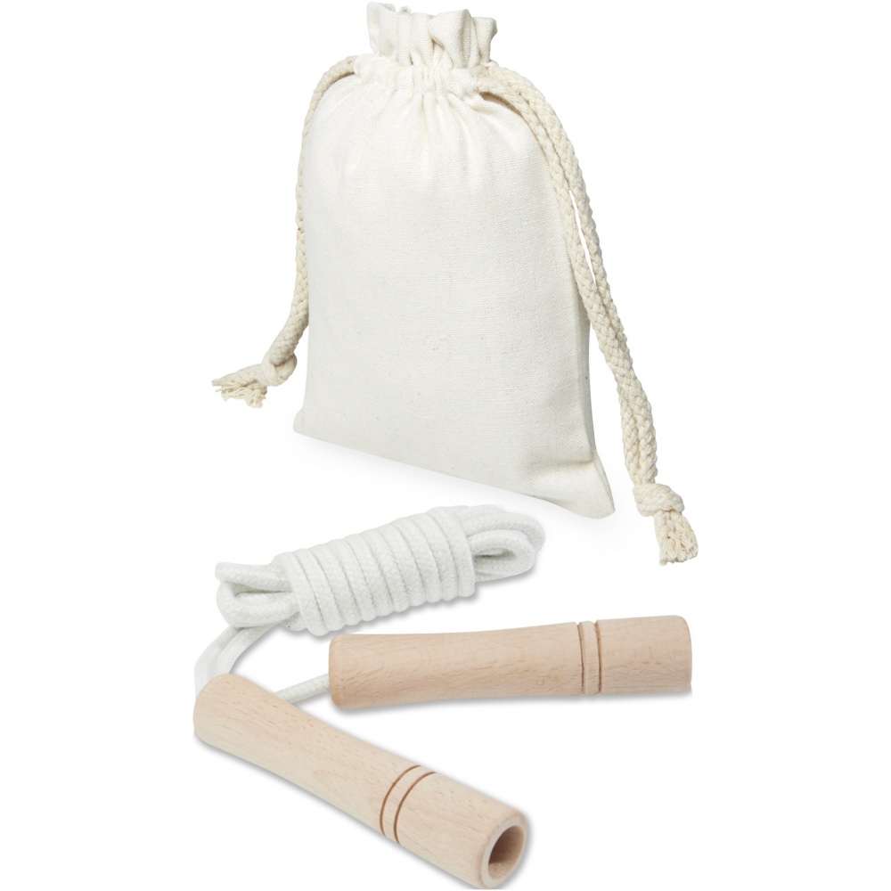 Logo trade advertising product photo of: Denise wooden skipping rope in cotton pouch