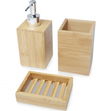 Logo trade promotional merchandise photo of: Hedon 3-piece bamboo bathroom set
