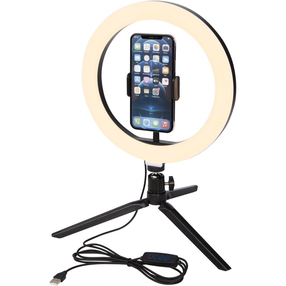 Logotrade promotional product picture of: Studio ring light for selfies and vlogging with phone holder and tripod