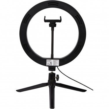 Logo trade advertising products image of: Studio ring light for selfies and vlogging with phone holder and tripod