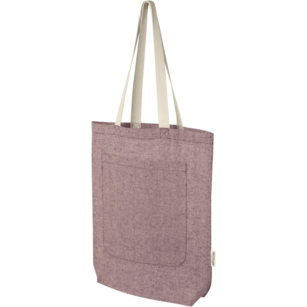 Logo trade business gifts image of: Pheebs 150 g/m² recycled cotton tote bag with front pocket 9L