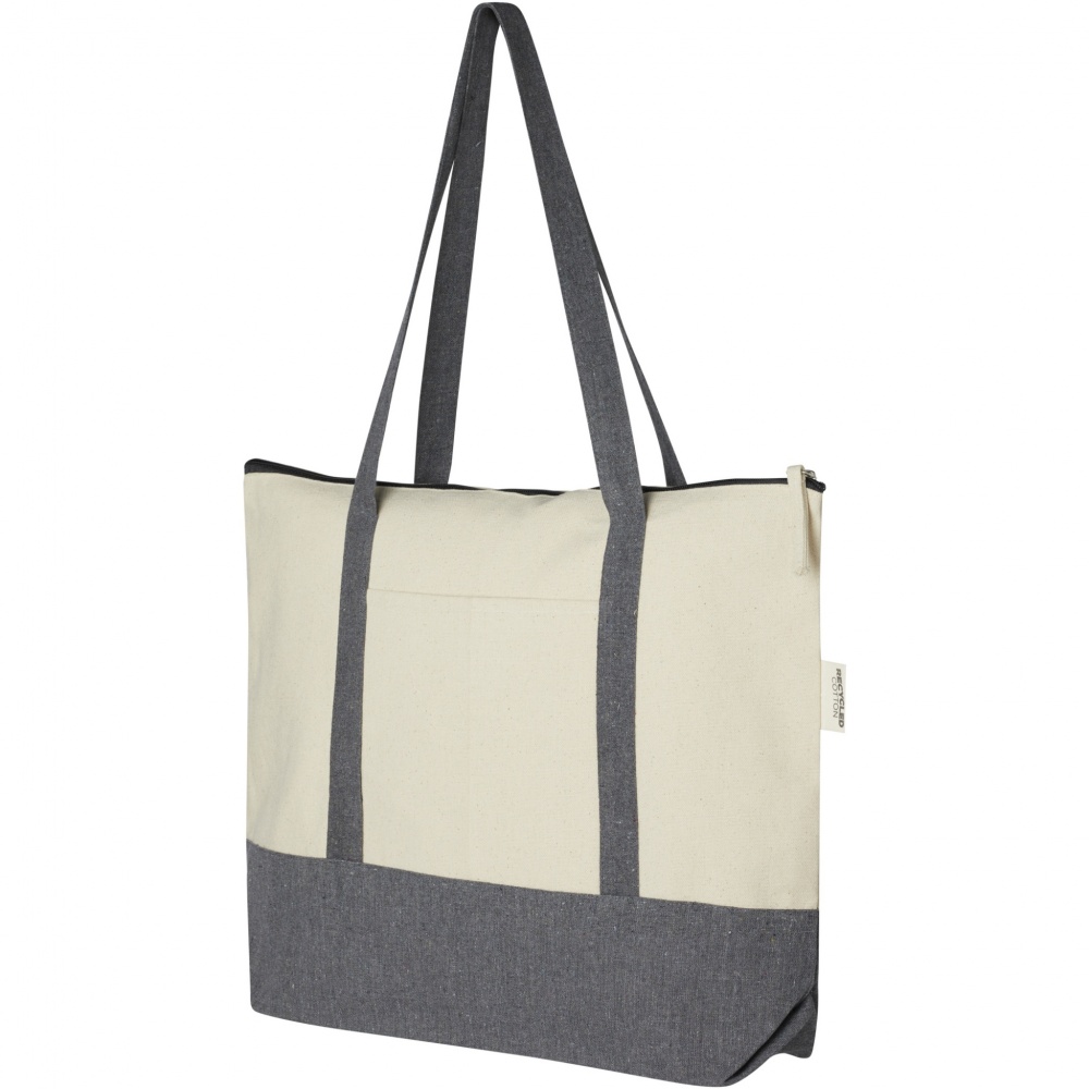 Logotrade promotional gift image of: Repose 320 g/m² recycled cotton zippered tote bag 10L