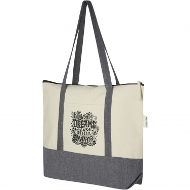 Logo trade business gift photo of: Repose 320 g/m² recycled cotton zippered tote bag 10L