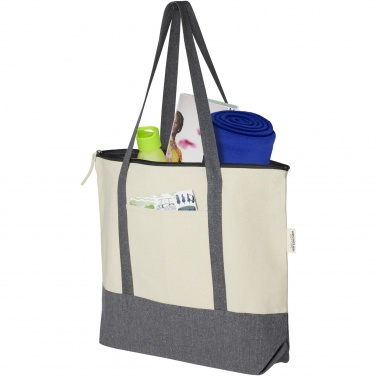 Logo trade promotional item photo of: Repose 320 g/m² recycled cotton zippered tote bag 10L
