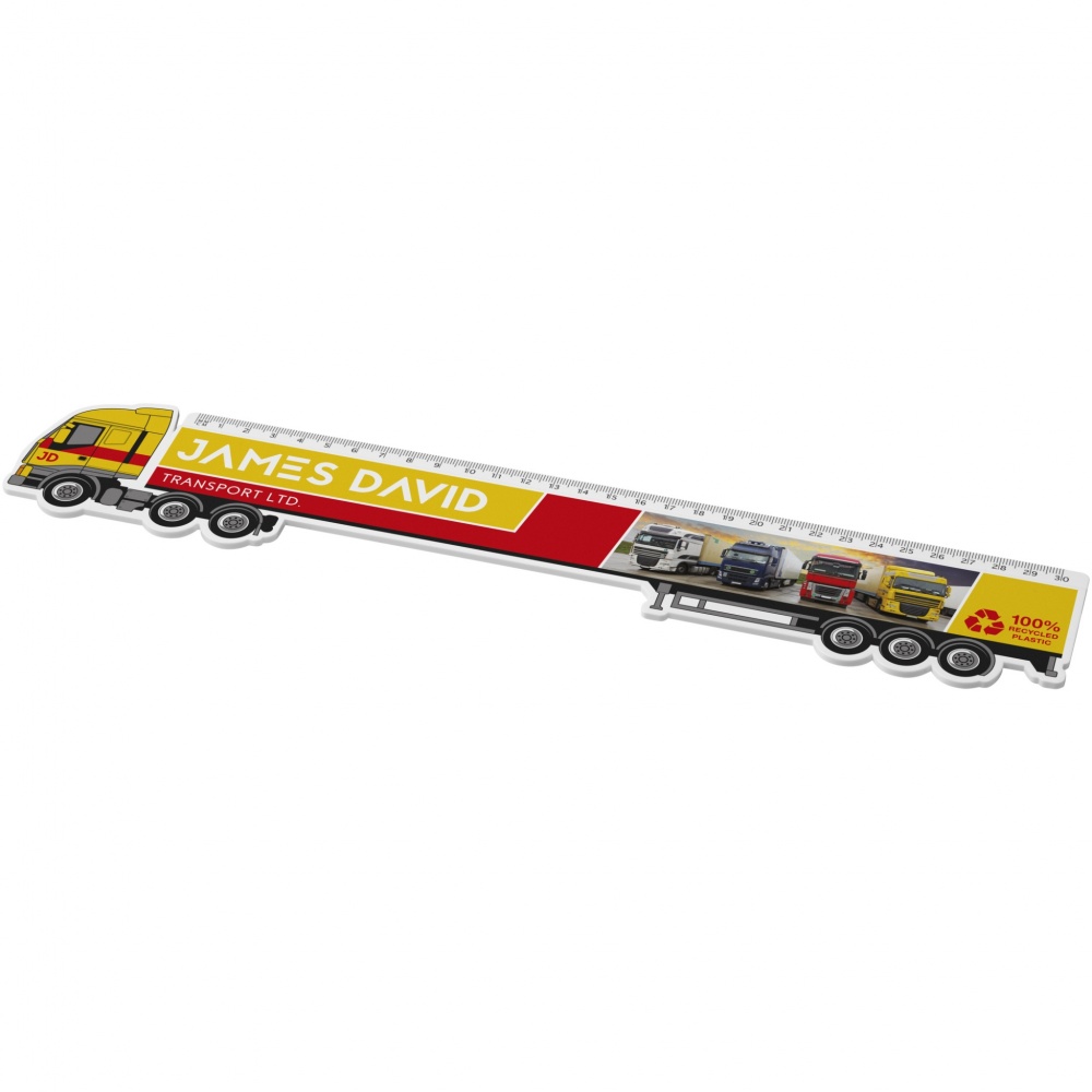 Logo trade corporate gifts image of: Tait 30cm lorry-shaped recycled plastic ruler