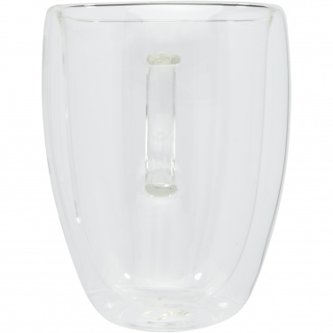 Logotrade corporate gift image of: Manti 2-piece 350 ml double-wall glass cup with bamboo coaster 