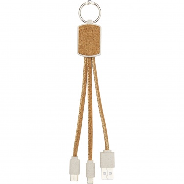 Logotrade advertising product picture of: Bates wheat straw and cork 3-in-1 charging cable