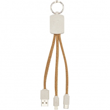 Logo trade promotional merchandise image of: Bates wheat straw and cork 3-in-1 charging cable