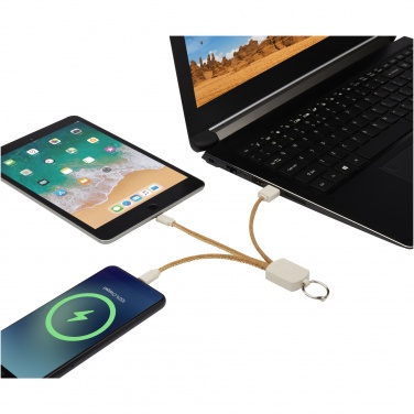 Logo trade corporate gift photo of: Bates wheat straw and cork 3-in-1 charging cable