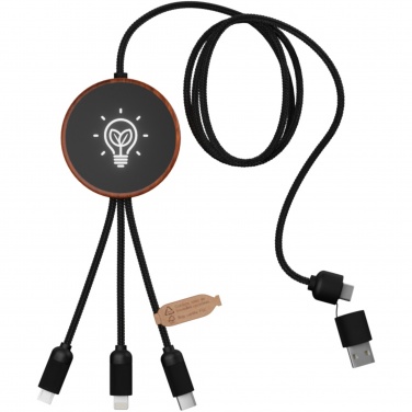 Logo trade promotional items picture of: SCX.design C40 5-in-1 rPET light-up logo charging cable and 10W charging pad