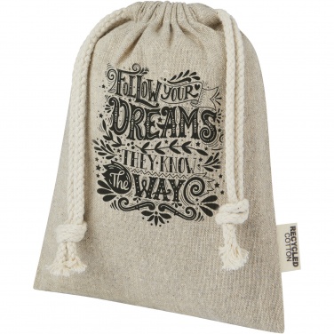 Logotrade advertising product picture of: Pheebs 150 g/m² GRS recycled cotton gift bag small 0.5L