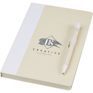 Logo trade promotional giveaway photo of: Dairy Dream A5 size reference recycled milk cartons notebook and ballpoint pen set