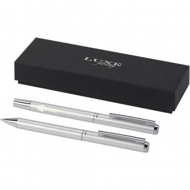 Logotrade advertising products photo of: Lucetto recycled aluminium ballpoint and rollerball pen gift set