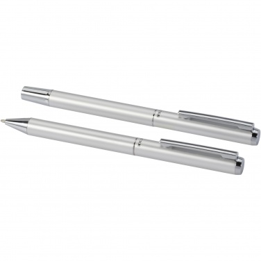 Logotrade promotional item image of: Lucetto recycled aluminium ballpoint and rollerball pen gift set