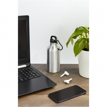 Logotrade business gift image of: Oregon 400 ml RCS certified recycled aluminium water bottle with carabiner