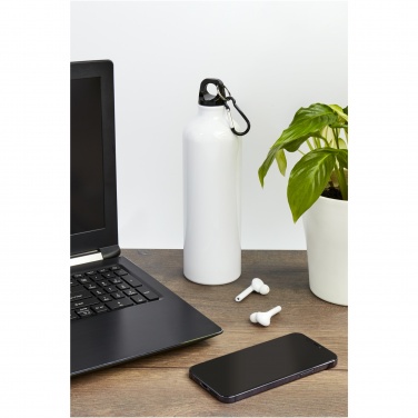 Logo trade promotional item photo of: Oregon 770 ml RCS certified recycled aluminium water bottle with carabiner