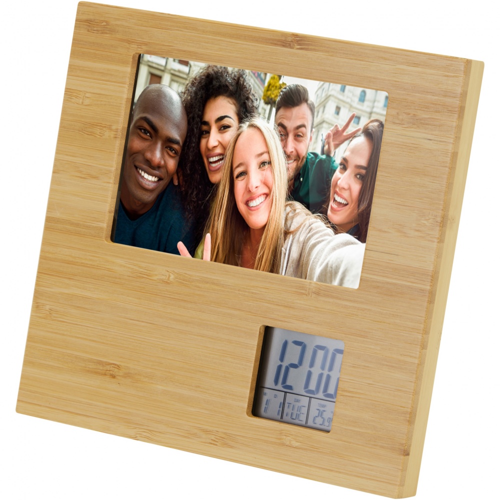 Logotrade promotional giveaway picture of: Sasa bamboo photo frame with thermometer