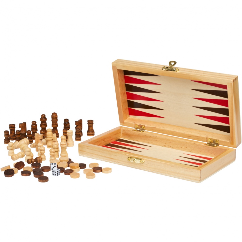 Logo trade promotional gifts picture of: Mugo 3-in-1 wooden game set