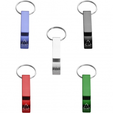 Logo trade promotional merchandise photo of: Tao RCS recycled aluminium bottle and can opener with keychain 