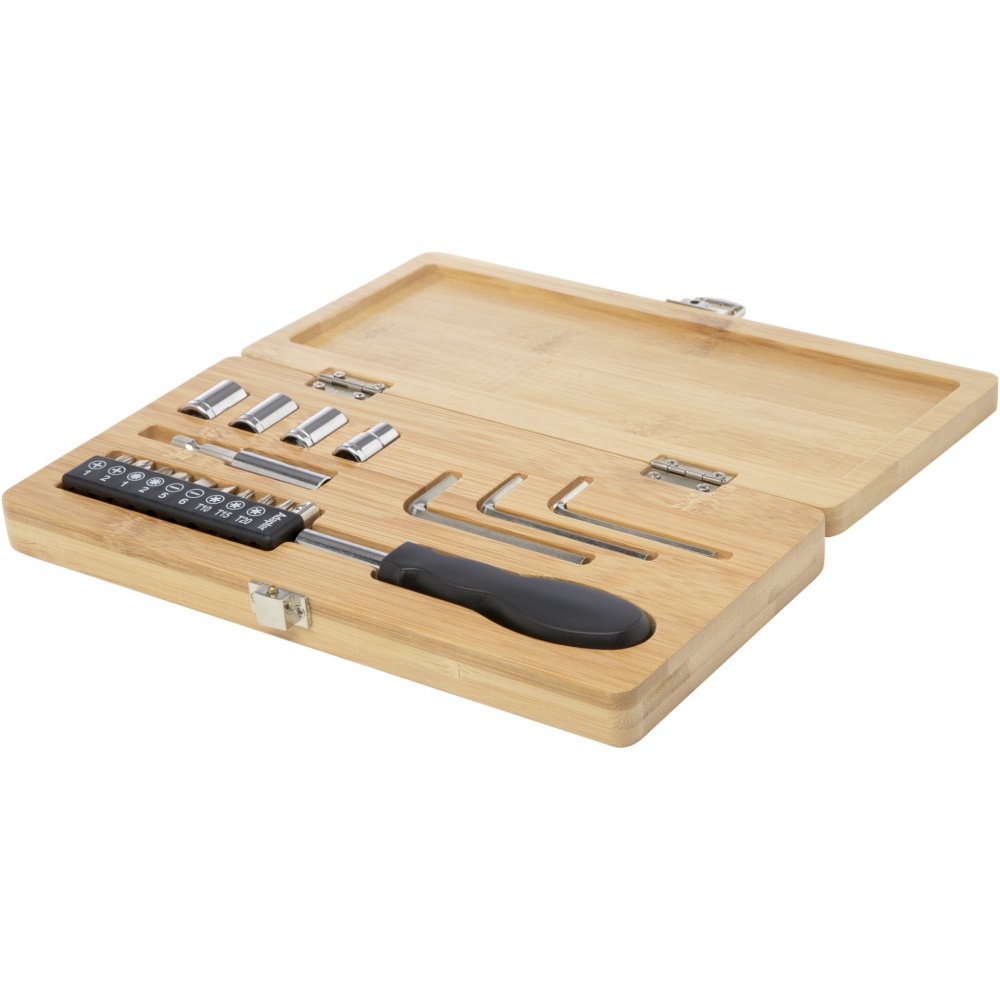 Logotrade promotional giveaway image of: Rivet 19-piece bamboo/recycled plastic tool set