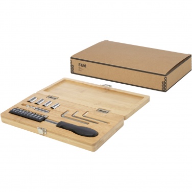 Logo trade promotional merchandise photo of: Rivet 19-piece bamboo/recycled plastic tool set