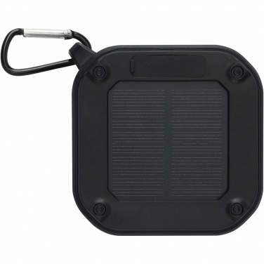 Logo trade corporate gifts picture of: Solo 3W IPX5 RCS recycled plastic solar Bluetooth® speaker with carabiner 