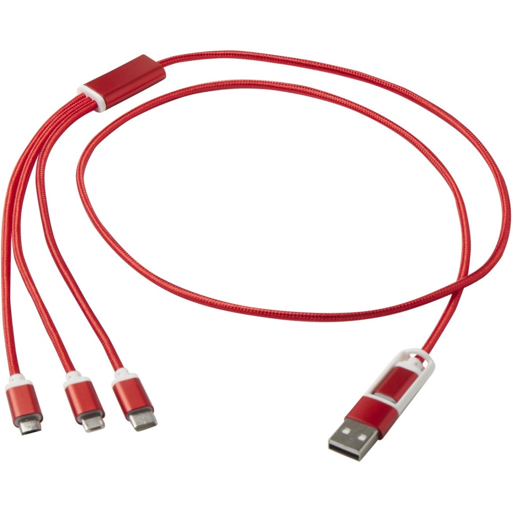 Logo trade promotional merchandise picture of: Versatile 5-1 recycled aluminium charging cable