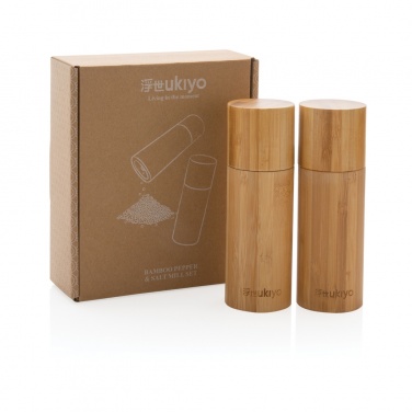 Logo trade promotional product photo of: Ukiyo bamboo salt and pepper mill set