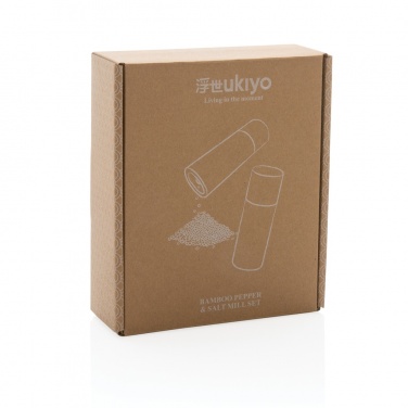 Logo trade advertising products image of: Ukiyo bamboo salt and pepper mill set
