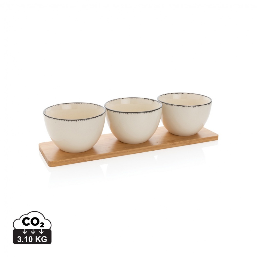 Logo trade promotional items picture of: Ukiyo 3pc serving bowl set with bamboo tray